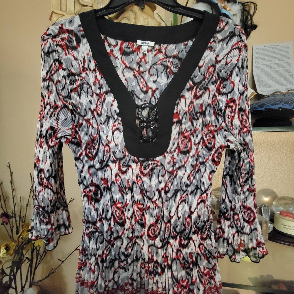 Nicola Black and Red Abstract Blouse